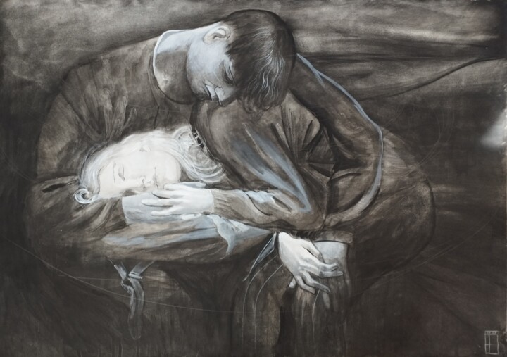 Картина под названием "Двое" - Юлия Безштанко, Подлинное произведение искусства, Гуашь