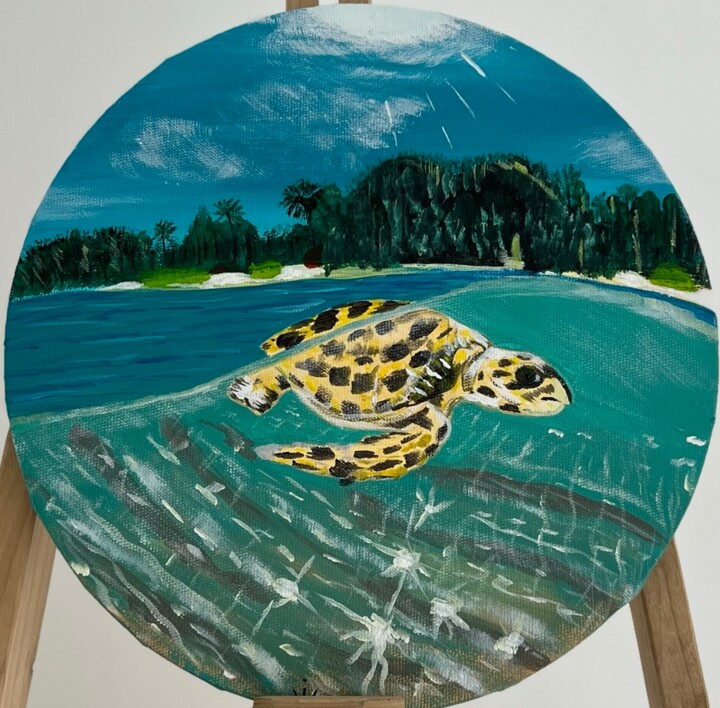 Картина под названием "Черепаха" - Юлия Добровольская, Подлинное произведение искусства, Акрил
