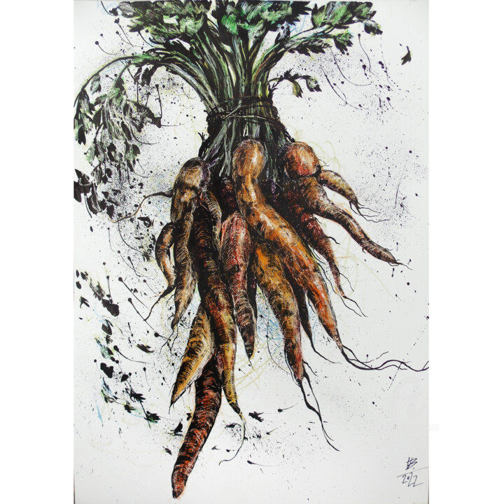 Drawing titled "Carrot" by Uliana Balan, Original Artwork, Pencil