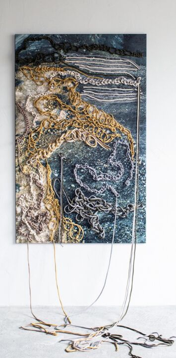 Textile Art με τίτλο "Shores quarryCollage" από Uliana Rozina, Αυθεντικά έργα τέχνης, Ψηφιακή εκτύπωση