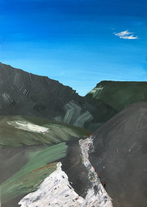Pintura intitulada "Mountain Trail" por Uliana Salagina, Obras de arte originais, Acrílico Montado em Painel de madeira