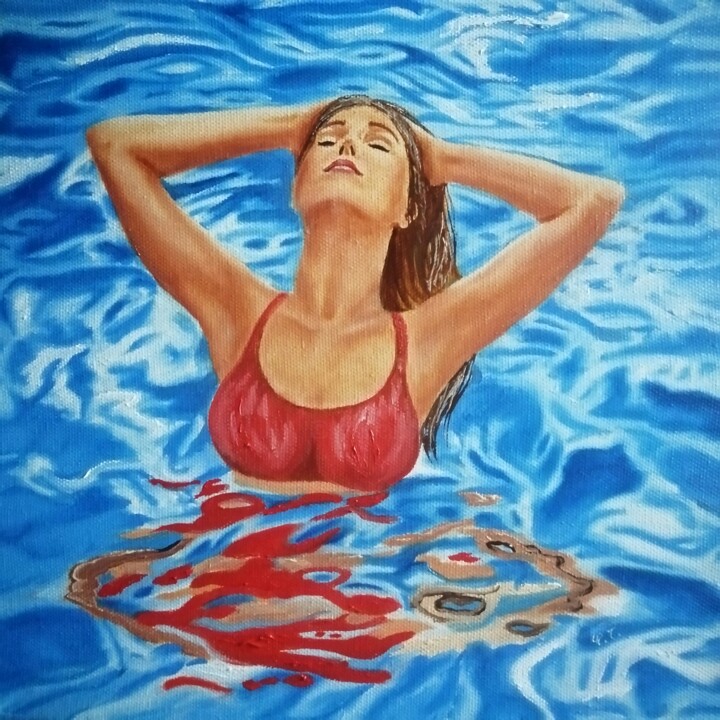 Картина под названием "The beauty of water" - Uliana Titova, Подлинное произведение искусства, Масло Установлен на Деревянна…
