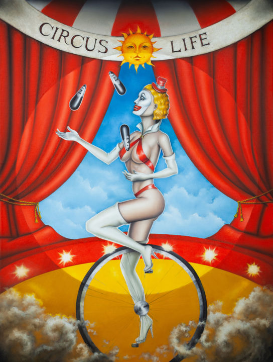 Peinture intitulée "Circus life" par Uliana Stepanova, Œuvre d'art originale, Huile Monté sur Châssis en bois