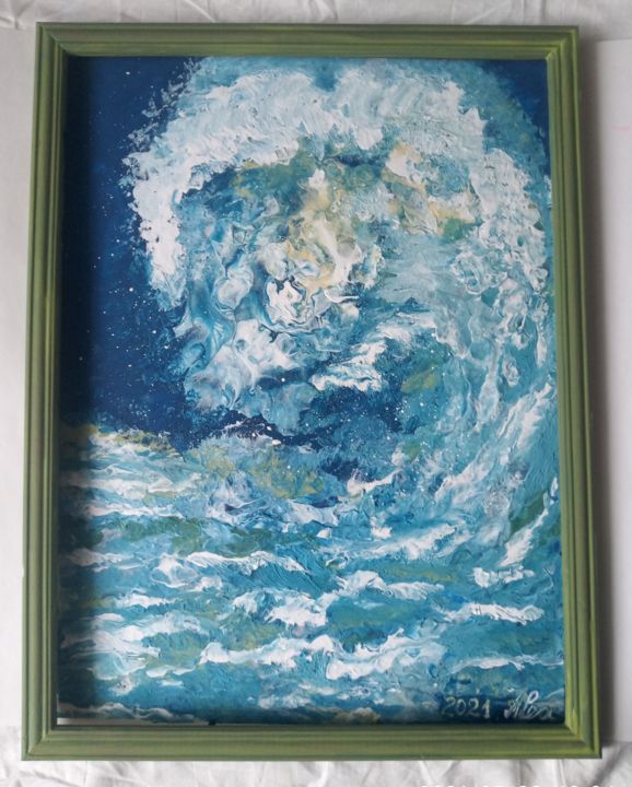 Картина под названием "Wave" - Juliya Alexandrova, Подлинное произведение искусства, Акрил