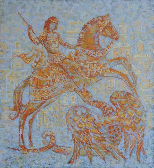 Painting titled "Победитель" by Uliana Goncharova, Original Artwork, Other