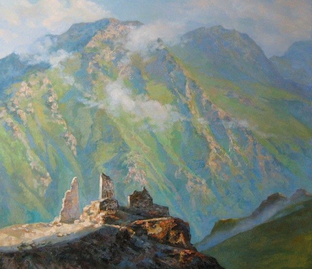 Картина под названием "Старая крепость" - Ульяна Гончарова, Подлинное произведение искусства, Масло