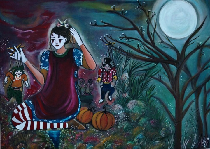 Pintura titulada "Puppeteer of the fu…" por Ülkü İSpirli, Obra de arte original, Acrílico