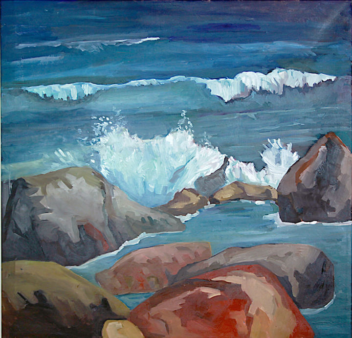 Malerei mit dem Titel "Meeresblick" von Ulrike Schmitt, Original-Kunstwerk, Öl