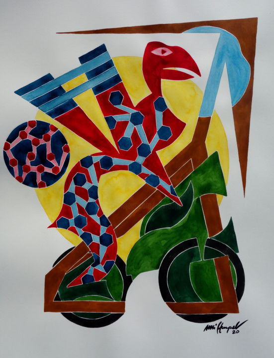 Malerei mit dem Titel "Ohne Titel 17" von Ulli Heupel, Original-Kunstwerk, Aquarell