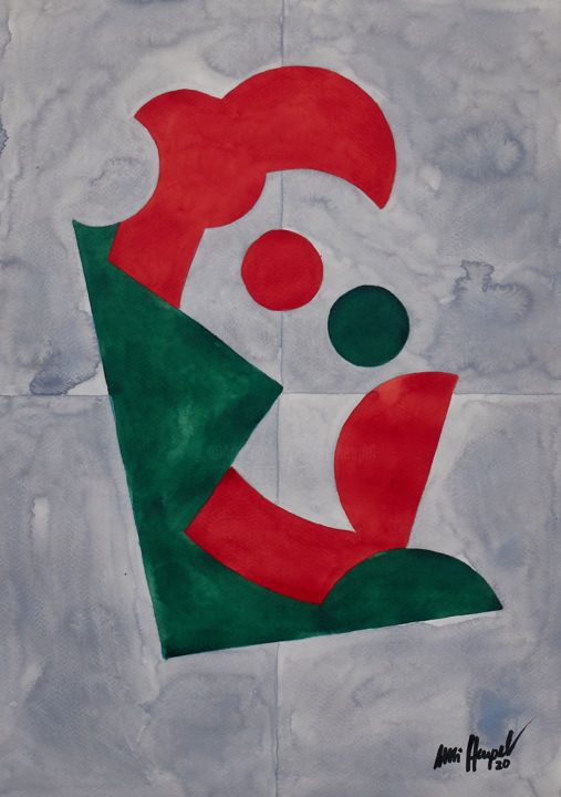 Malerei mit dem Titel "Ohne Titel 126" von Ulli Heupel, Original-Kunstwerk, Aquarell