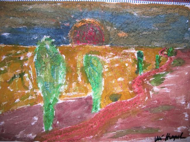 Pintura intitulada "1988_34x50cm_Landsc…" por Ulli Heupel, Obras de arte originais, Óleo