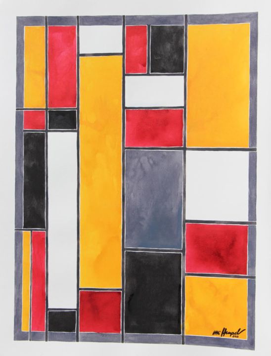 Malerei mit dem Titel "One Gray Square" von Ulli Heupel, Original-Kunstwerk, Öl