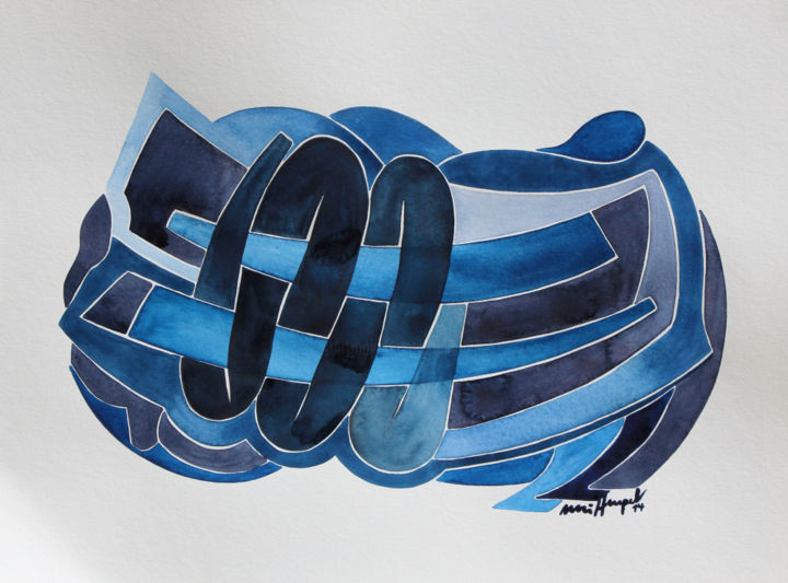 Pintura titulada "Blue Connection" por Ulli Heupel, Obra de arte original, Oleo