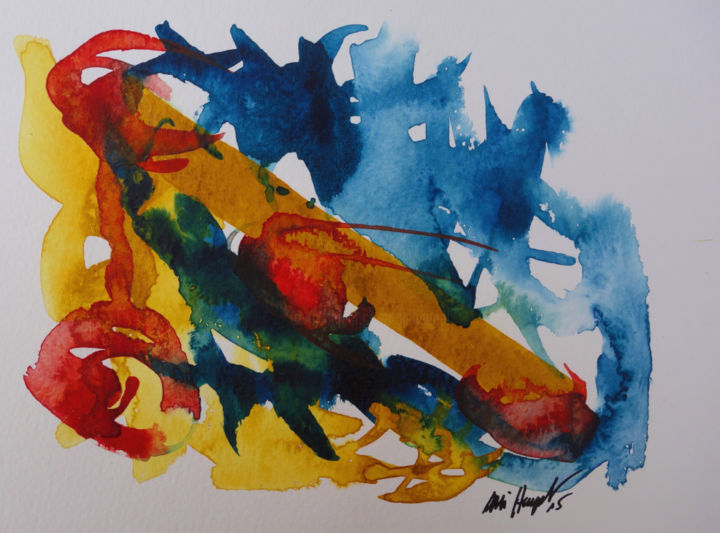 Painting titled "Ohne Ende I" by Ulli Heupel, Original Artwork, Watercolor