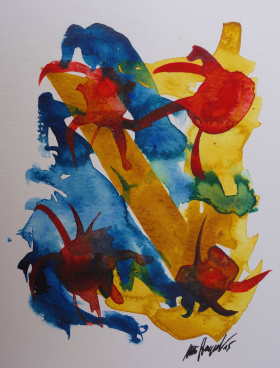 Painting titled "Ohne Ende IV" by Ulli Heupel, Original Artwork, Watercolor