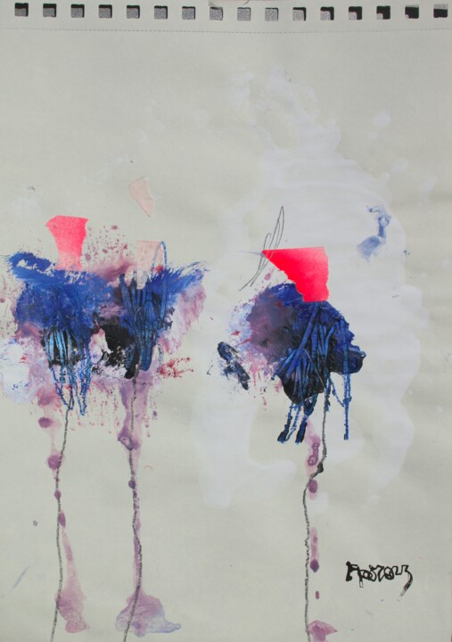 Peinture intitulée "3 Bleu 2 Rose" par Eric Ullrich, Œuvre d'art originale, Acrylique