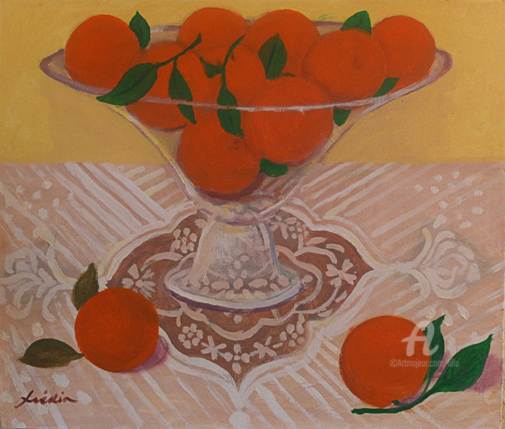 Painting titled "Coupe de Fruits - L…" by Laurent Guérin, Original Artwork, Acrylic