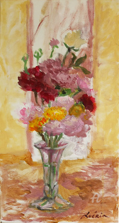 Schilderij getiteld "Bouquet de Renoncul…" door Laurent Guérin, Origineel Kunstwerk, Acryl