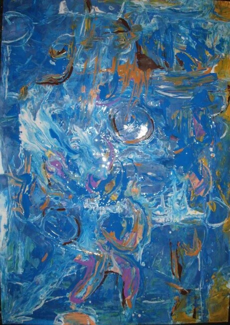Painting titled "blue, blue and blue…" by Ulrich De Balbian, Original Artwork, Oil