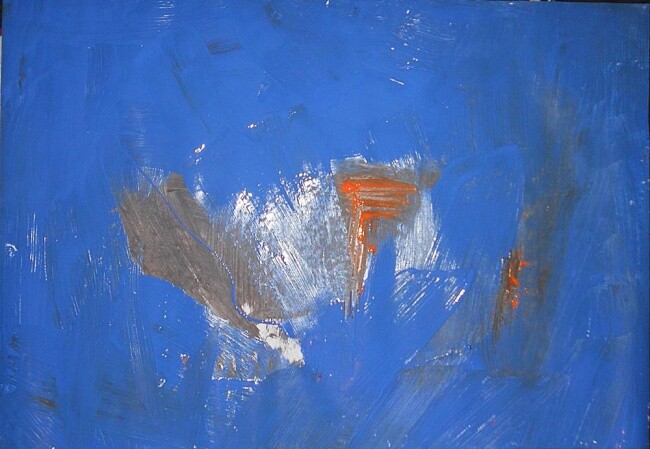 Painting titled "blue grey ornage wh…" by Ulrich De Balbian, Original Artwork, Oil
