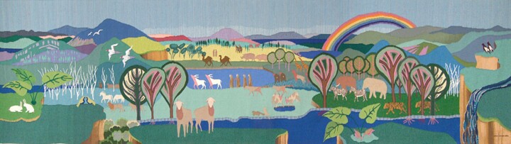 Textile Art titled "Leaving the Ark" by Ulrika Leander, Original Artwork, Tapestry