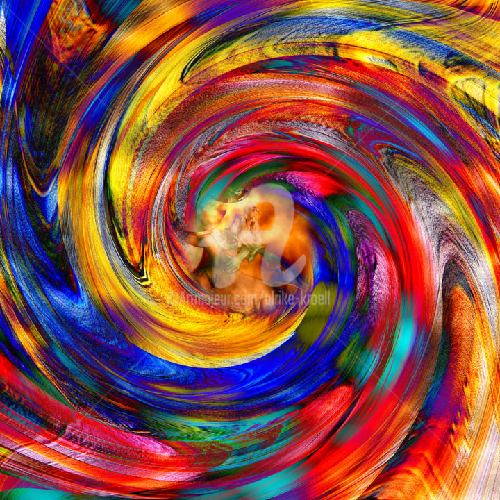 Digitale Kunst mit dem Titel "Des Lebens farbige…" von Ulrike Kröll, Original-Kunstwerk, Digitale Malerei