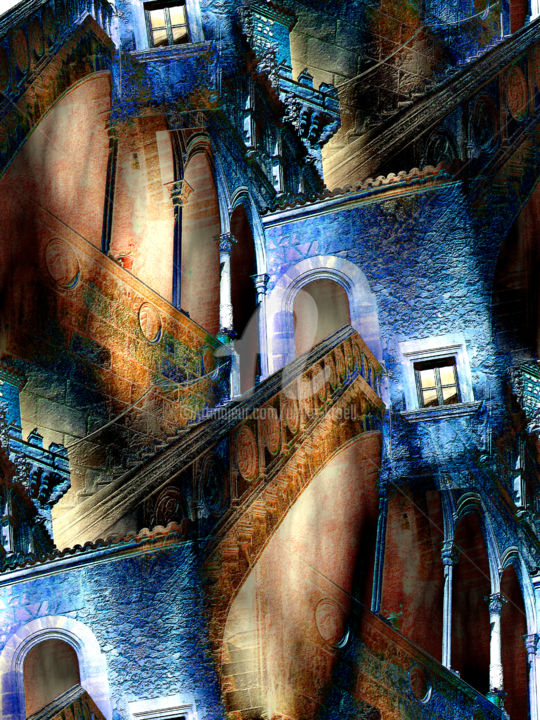 Digital Arts titled "Pueblo espanol pala…" by Ulrike Kröll, Original Artwork, Digital Painting