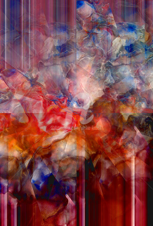 Digital Arts titled "Hortensienblüten" by Ulrike Kröll, Original Artwork, Digital Painting