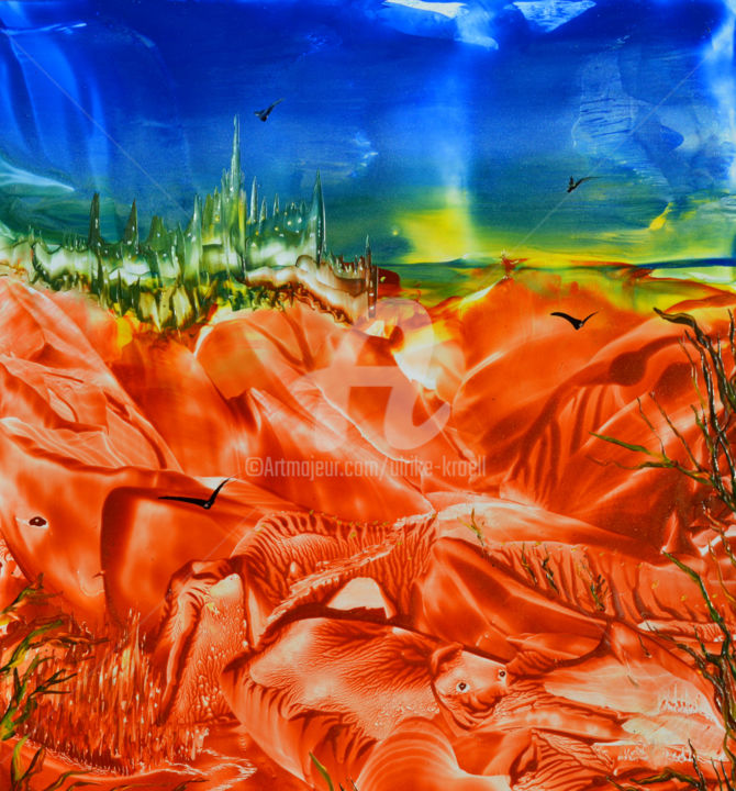 Painting titled "Aus dem Schlaf erwa…" by Ulrike Kröll, Original Artwork, Encaustic