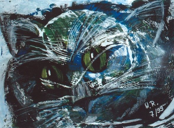 Pittura intitolato "Fantasy Cat" da Ulrike Renner, Opera d'arte originale