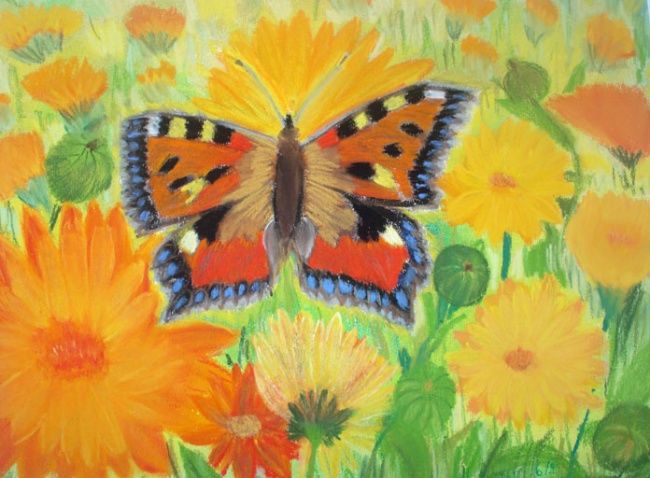 Painting titled "Schmetterling" by Ulrike Renner, Original Artwork