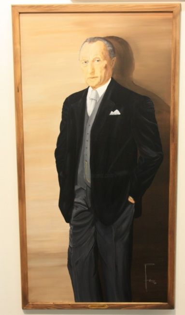 Painting titled "Konrad Adenauer" by Ulrike Pusch, Original Artwork, Oil