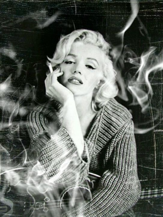 Arte digitale intitolato "Smoke and Marilyn" da Ivan Venerucci, Opera d'arte originale, Fotomontaggio