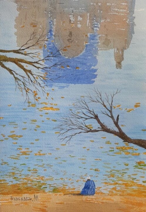 Schilderij getiteld "Reflection" door Ulugbek Mukhamedov, Origineel Kunstwerk, Aquarel