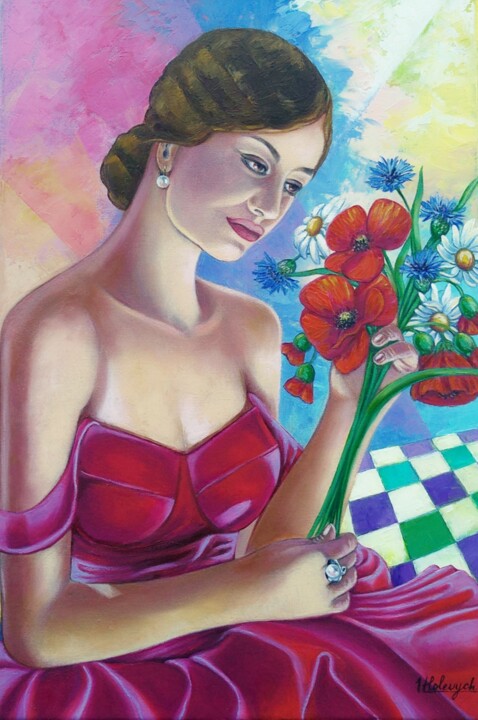 Painting titled "Bella come il sole" by Ulyana Holevych, Original Artwork, Oil Mounted on Wood Stretcher frame