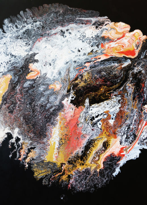 Malerei mit dem Titel "Meteor" von Ulysse Pillerel, Original-Kunstwerk, Acryl