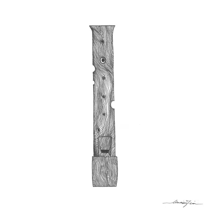 Tekening getiteld "A useless flute." door Umair Zia, Origineel Kunstwerk, Inkt