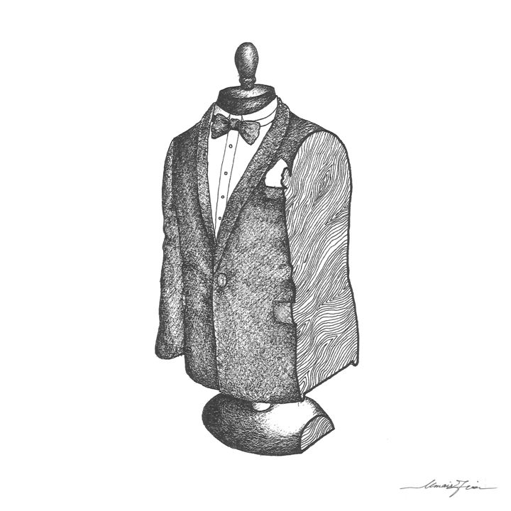 Drawing titled "A useless jacket." by Umair Zia, Original Artwork, Ink