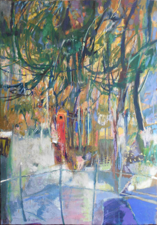 Painting titled "Zaułek podwórka | B…" by Edward Umiński, Original Artwork, Oil