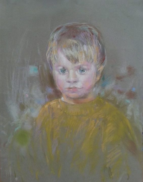 Painting titled "Portret AUGUSTKA" by Edward Umiński, Original Artwork, Pastel