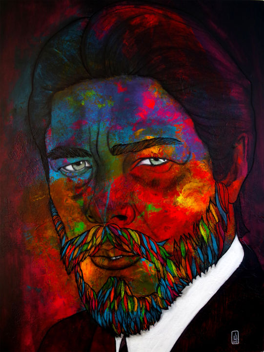 Peinture intitulée "Benicio Del Toro" par Umo Masada, Œuvre d'art originale, Acrylique