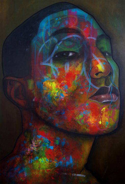 Painting titled "Pharrell Williams -…" by Umo Masada, Original Artwork, Acrylic