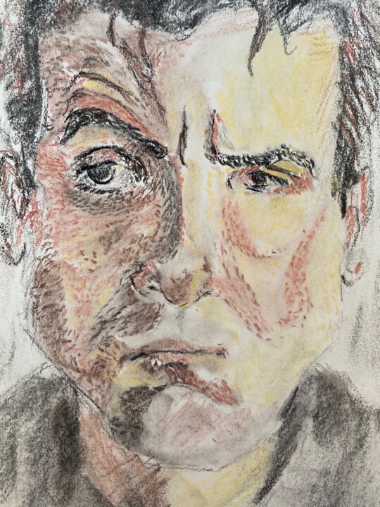 Pintura titulada "Self Portrait" por Umut Berdan Vatansever, Obra de arte original, Carbón