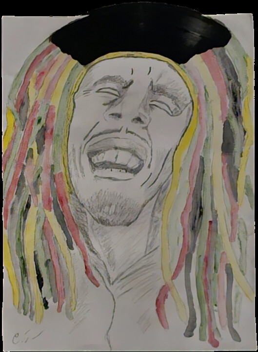 Dibujo titulada "Vintage Marley on V…" por Unchained, Obra de arte original, Lápiz
