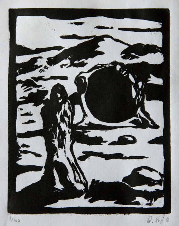 Incisioni, stampe intitolato "Desert Mirror" da Przemek Kret, Opera d'arte originale, incisione