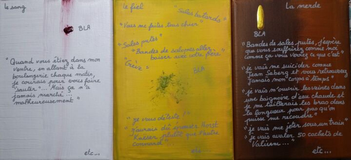 Painting titled "Bla bla bla, ce qu'…" by Une Souris Verte, Original Artwork, Acrylic