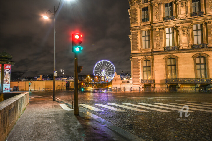 Fotografie getiteld "Paris la nuit" door Farouk Ferrah, Origineel Kunstwerk, Gemanipuleerde fotografie