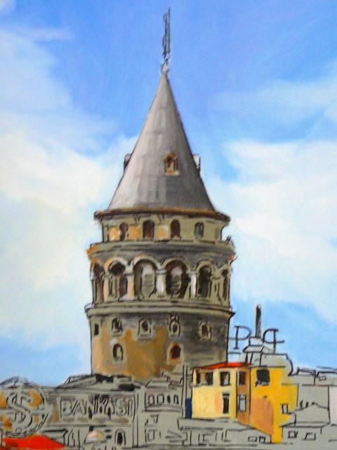 "Galata Kulesi" başlıklı Tablo İSmail Üner tarafından, Orijinal sanat