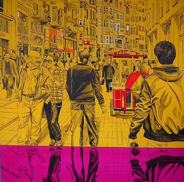 "İstiklal Caddesi Ya…" başlıklı Tablo İSmail Üner tarafından, Orijinal sanat
