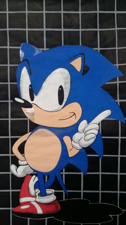 Drawing titled "Sonic The Hedgehog" by Xavier Nowakowski, Original Artwork, Graphite